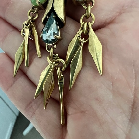 J.Crew Multicolor Crystal Pendant Brushed Gold Long Elegant Necklace - Picture 13 of 13